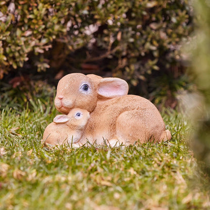 Northcote Pottery Rabbit Family Garden Statue, 20cm, Weather Resistant, Durable Polyresin