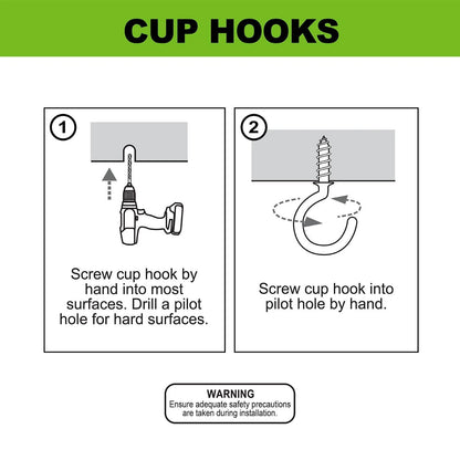 Everhang 12mm White PVC Cup Hooks - 25 Pack, Easy Install, Indoor/Outdoor Use