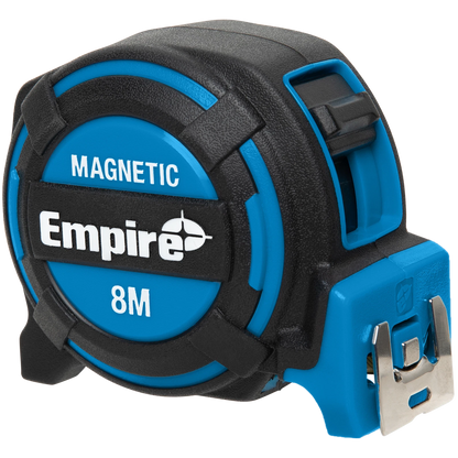 Empire 8m Magnetic Tape Measure with Ergonomic Grip & Double-Sided Easy-Read Blade