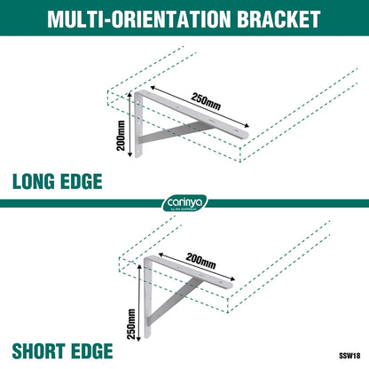 Carinya White Heavy Duty Bracket 250x200mm, 175kg Load, Powder Coated Steel