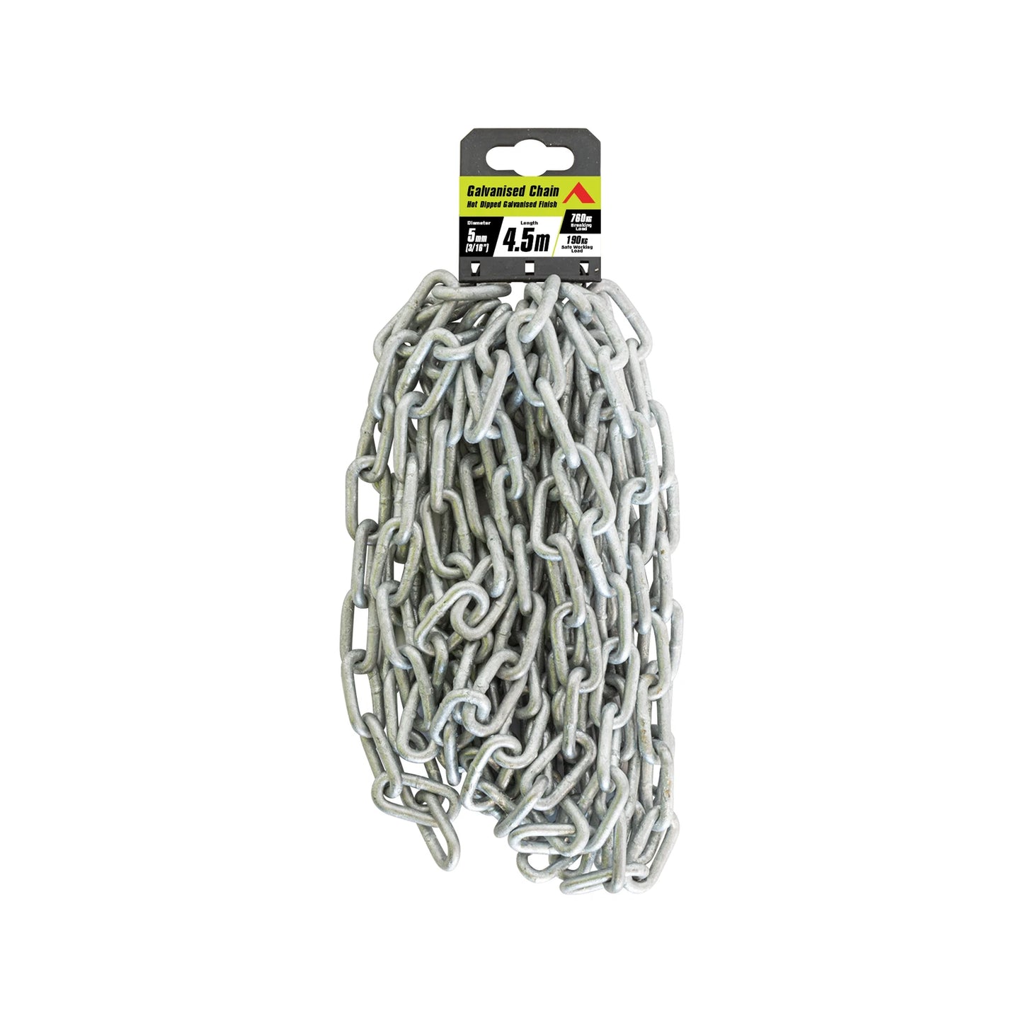 Pinnacle 5mm Galvanised Chain 4.5m - Rust-Resistant, 190kg Load Limit, Fencing & Security