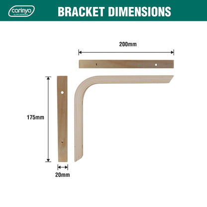 Carinya Plywood Angle Bracket 200x175mm, DIY Customizable, Durable, 25kg Load Capacity
