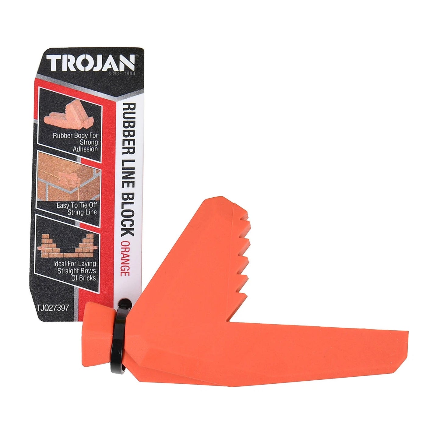 Trojan Rubber Line Block Orange - Durable, High Visibility Bricklaying Tool