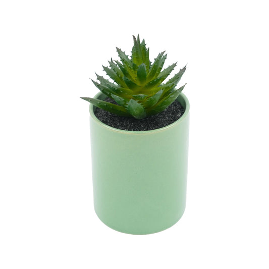 UN-REAL 15cm Green Artificial Succulent in Pastel Pot - Maintenance-Free Indoor Decor