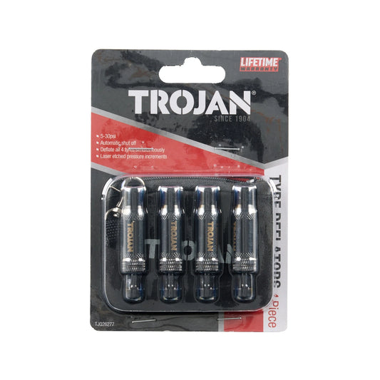 Trojan Tyre Deflators 4 Pcs - Adjustable 5-30psi, Auto Shut Off, Simultaneous Deflation