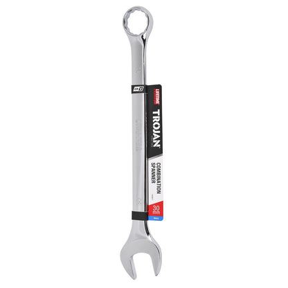 Trojan 30mm Combination Spanner, Chrome Vanadium, 12 Point Ring, Lifetime Warranty