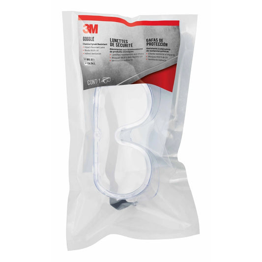 3M™ Chemical Splash Resistant Safety Goggles, Clear Lens, Adjustable Strap, UV Protection