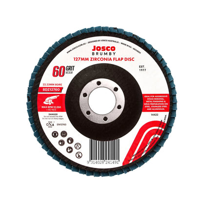Josco 125mm Zirconia 60 Grit Abrasive Flap Disc for Metal & Wood