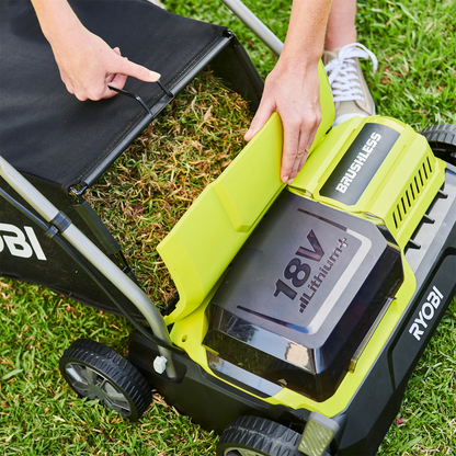 Ryobi One+ 18V Brushless Cordless Scarifier, Dual Battery, 35cm Path, Adjustable Depth