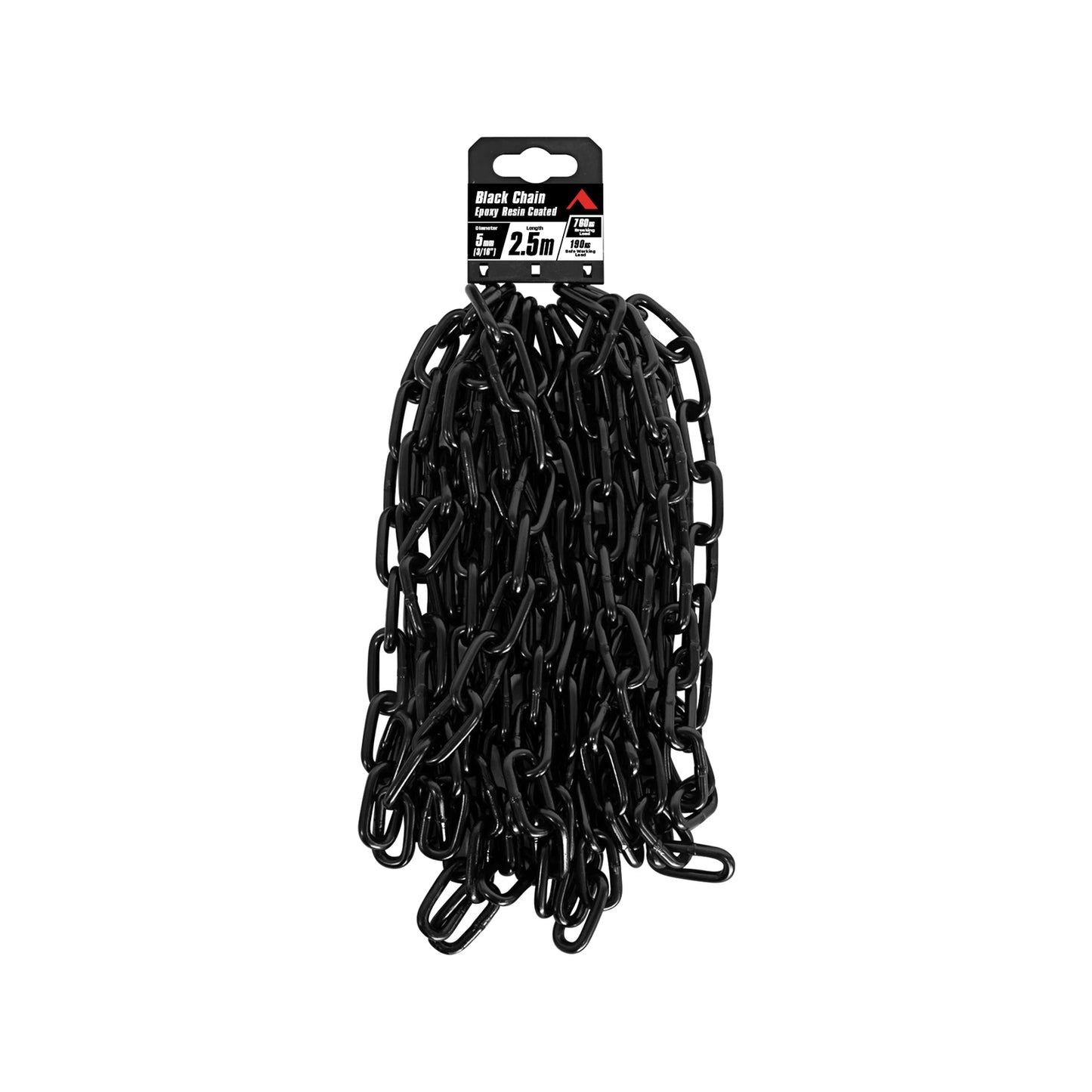 Pinnacle 5mm Black Chain 2.5m - Epoxy Coated, 190kg Load Limit, Outdoor Security