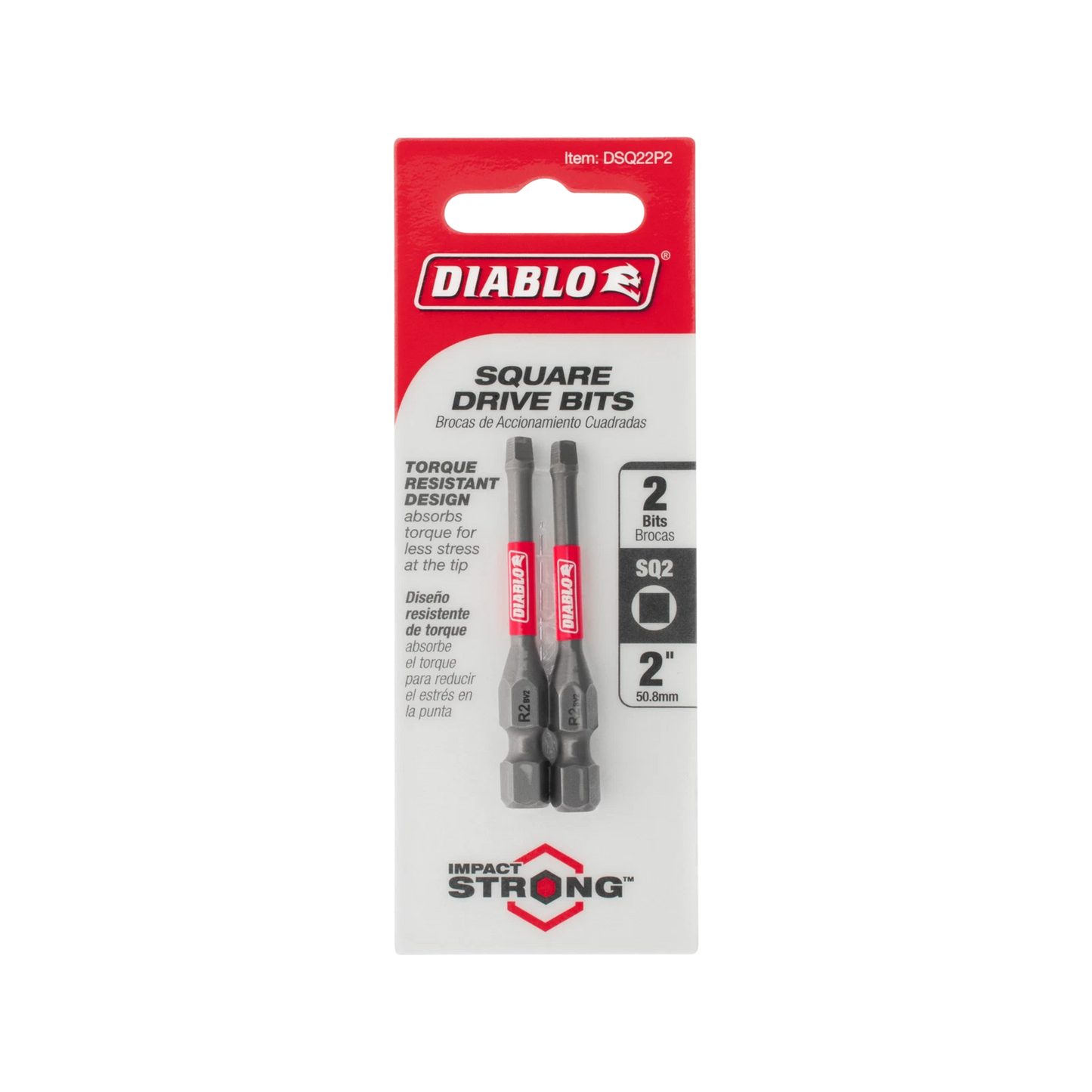 Diablo SQ2 50mm Power Bit 2-Pack - Durable, Impact Resistant, Torque Resistant Design