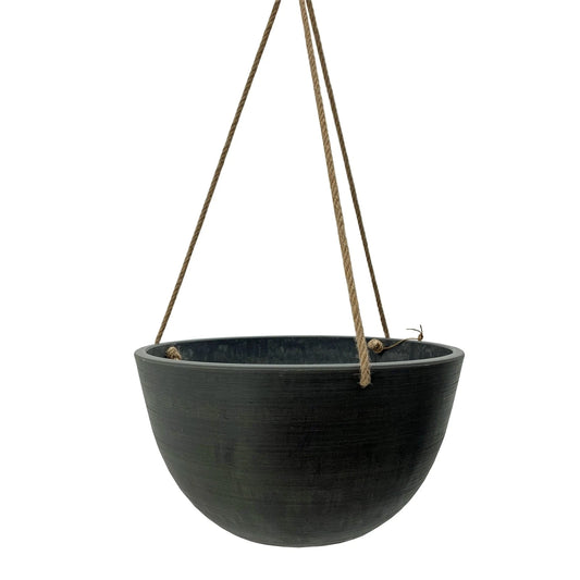 Respect 31cm Charcoal Hanging Planter, UV & Weather Resistant, Indoor/Outdoor Use
