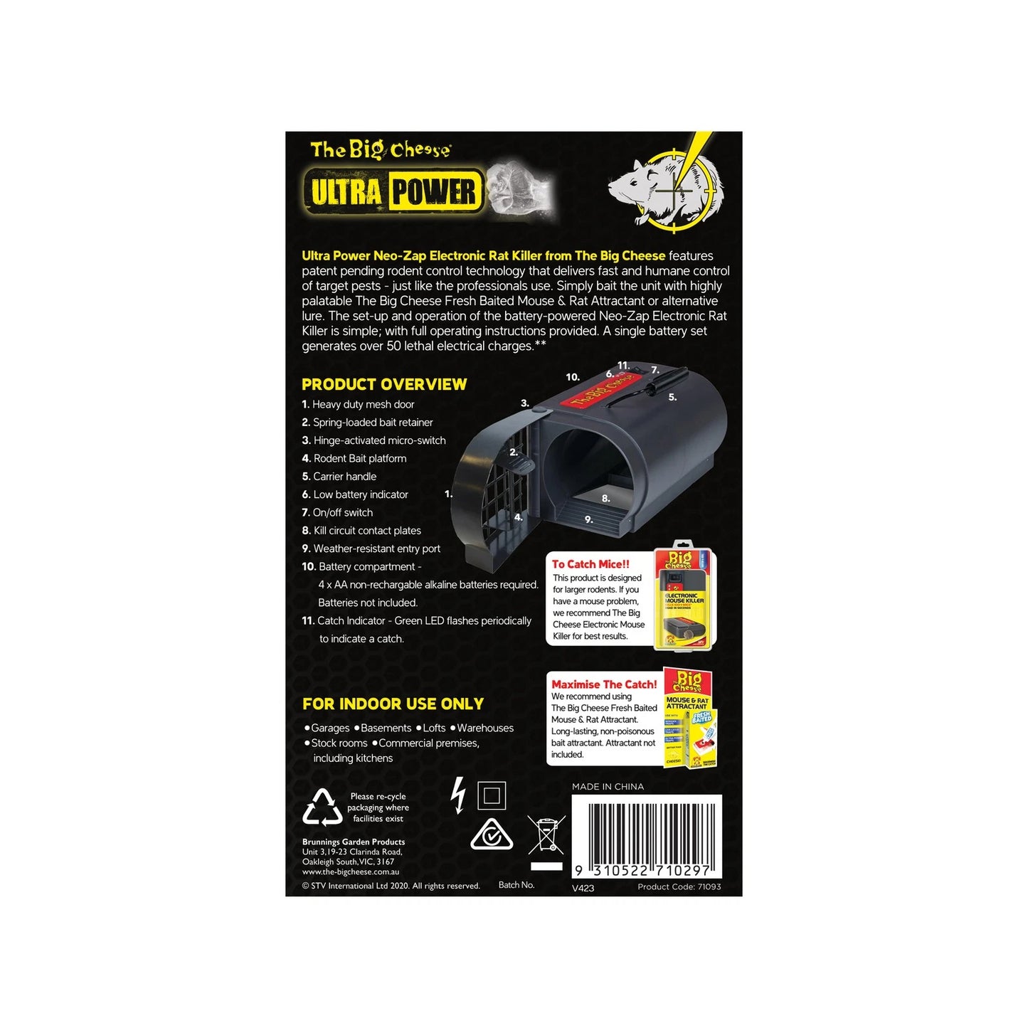 The Big Cheese Ultra Power Electronic Rat Killer - Humane, Indoor Use, High Capacity