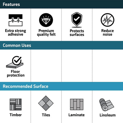 Surface Gard 19mm Beige Adhesive Felt Pads - 24 Pack, Noise Reduction, Surface Protection
