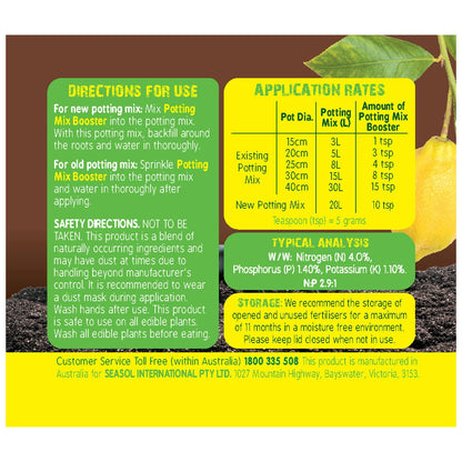 Seasol 500g Potting Mix Booster Tub - Enhances Growth & Soil Health, All-Season Use