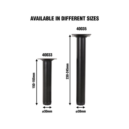 Adoored Black Steel Round Table Leg 30x230mm - Easy Install, Modern Design