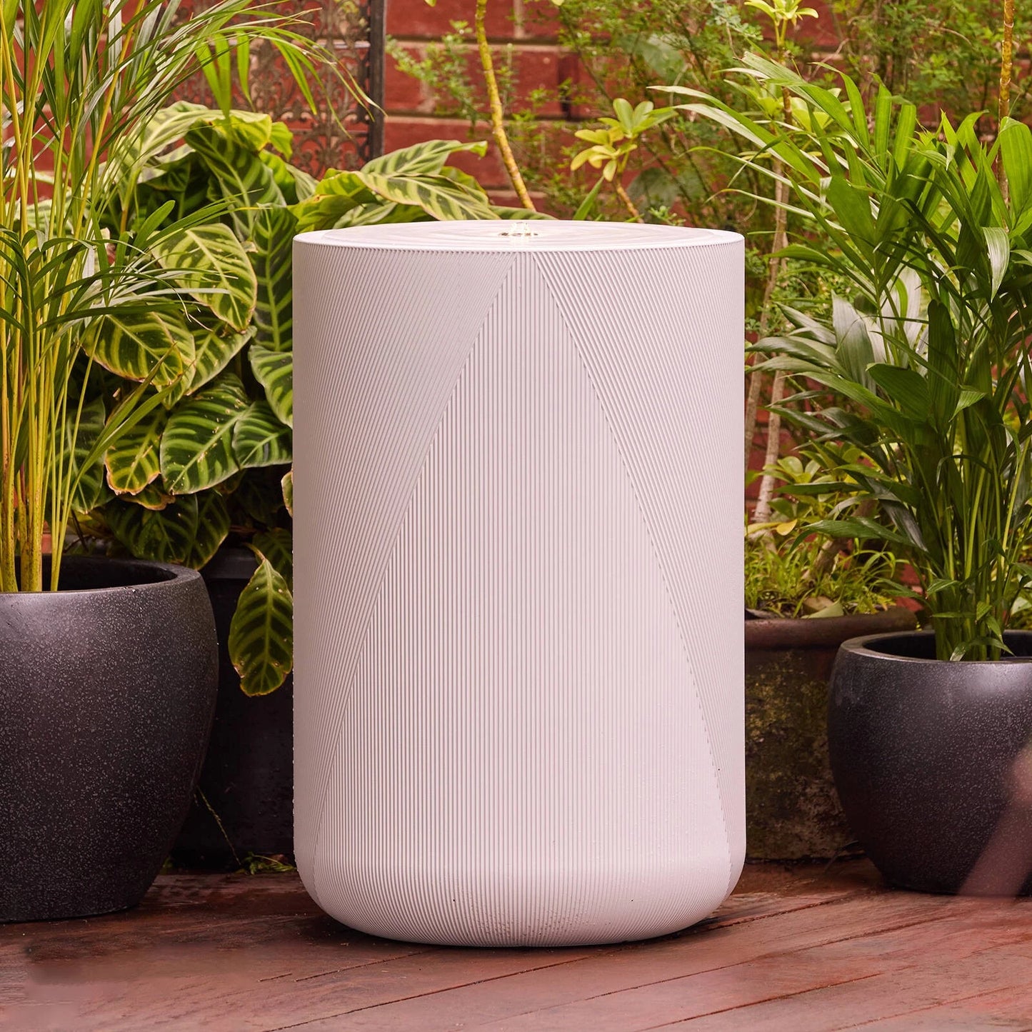 Tuscan Path 65cm White Olivia Water Feature with LED Lighting & Easy Installation