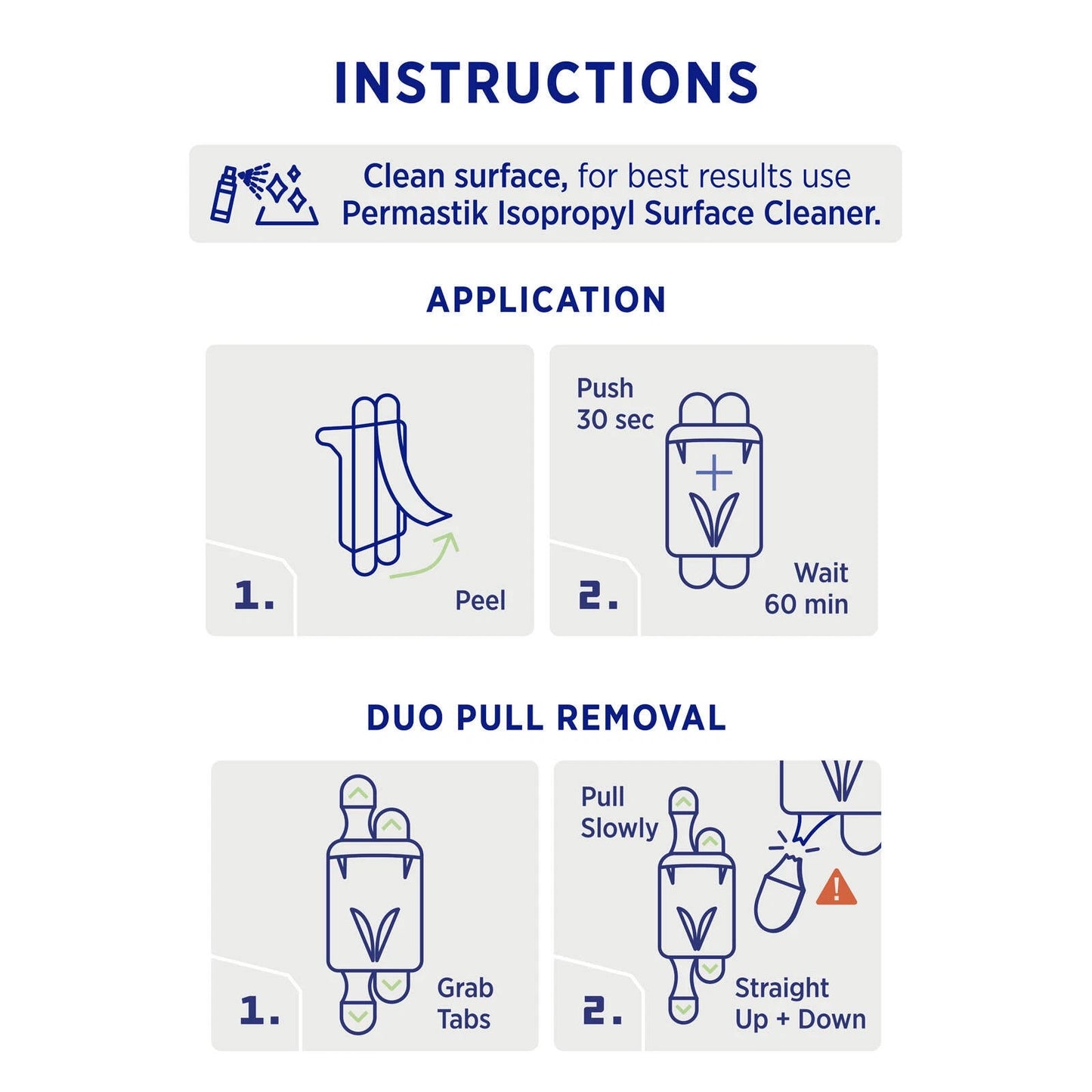 Permastik Spray & Wipe Hooks 2 Pack, Self-Adhesive, Holds 2kg, No Drilling Required