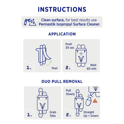 Permastik Spray & Wipe Hooks 2 Pack, Self-Adhesive, Holds 2kg, No Drilling Required