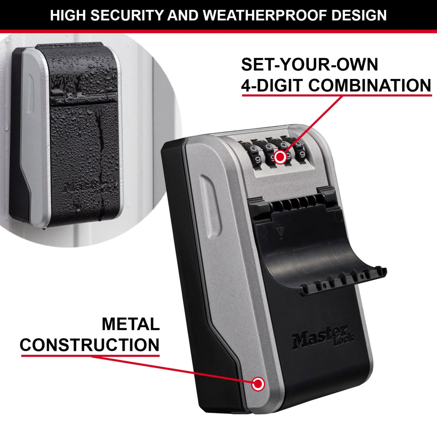 Master Lock Wall Mount Key Safe - Durable, 10 Key Capacity, Customizable Combination