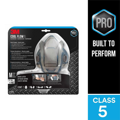 3M Painters Quick Latch Respirator with Cool Flow Valve, Adjustable Straps, Black