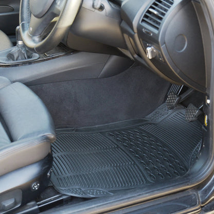All Set Black Heavy-Duty PVC Car Floor Mats - 4 Piece, Universal Fit, Anti-Slip, Durable Protection