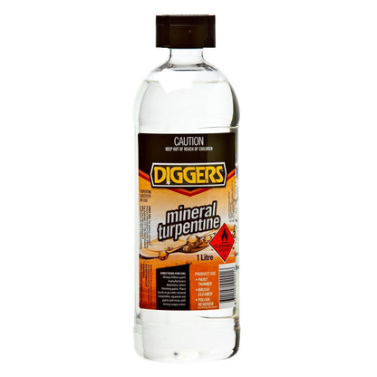 DIGGERS Mineral Turpentine 1L - Low Aromatic Solvent for Paint Thinning & Cleaning