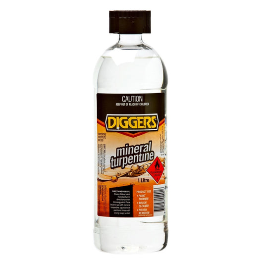 DIGGERS Mineral Turpentine 1L - Low Aromatic Solvent for Paint Thinning & Cleaning