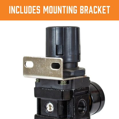 JFLEX 1/4" BSP Female Filter Regulator - Durable, Semi-Automatic Drain, 5-Micron Filtration