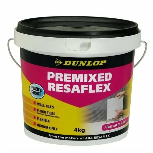 Dunlop 4kg Premixed Flexible Ceramic Tile Adhesive for Walls & Floors