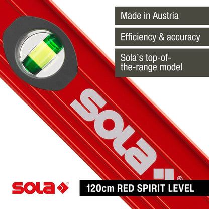 SOLA Spirit Level 120cm - Patented Vial, Aluminum, 30-Year Guarantee