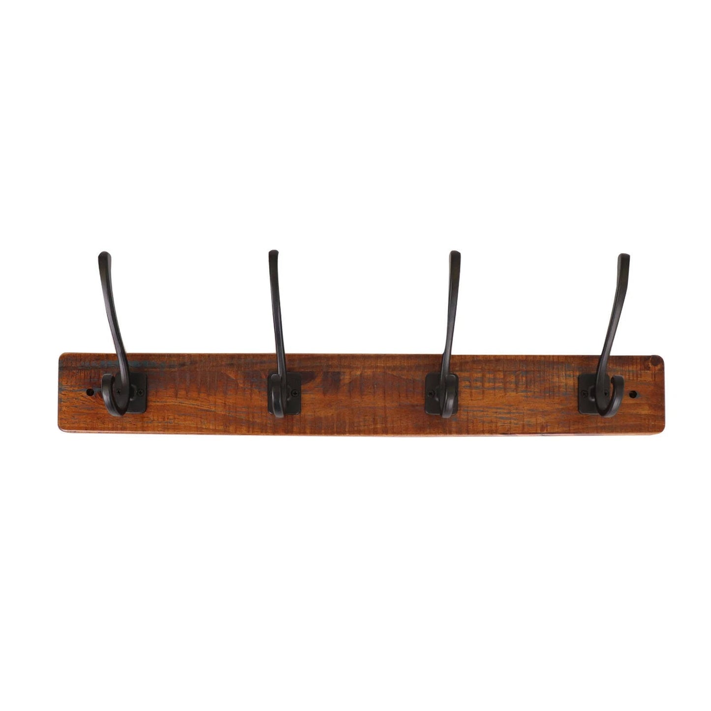 Adoored 600mm Black Rustic Hat & Coat Rack with 4 Hooks, Easy Install