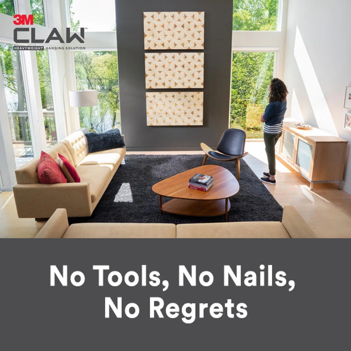 3M Claw Picture Hanger 30kg 2 Pack - No Tools Needed, Secure for Plasterboard