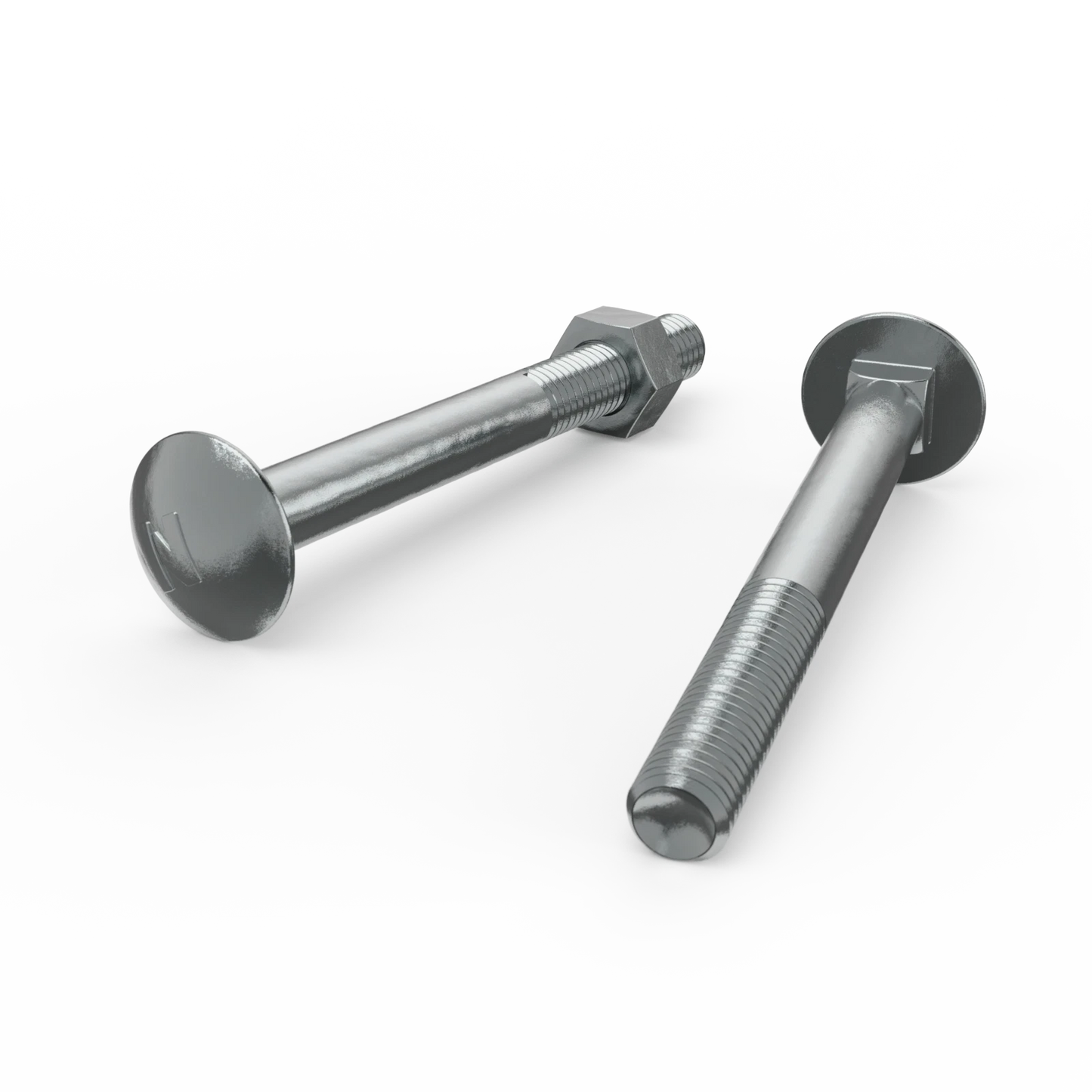 ZENITH M10 x 100mm Zinc Plated Cup Head Bolt & Nut, Low Profile, Square Neck