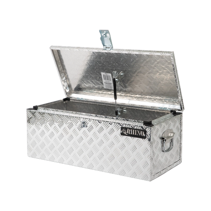 Rhino Aluminium Checkerplate Tool Box 780x355x305mm with Gas Struts & Croc-Loc Locking