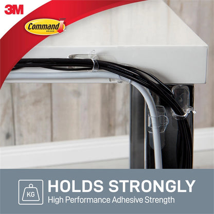 Command™ Clear Adhesive Cord Clips - 4 Pack, Damage-Free, Holds Cords Up to 5mm