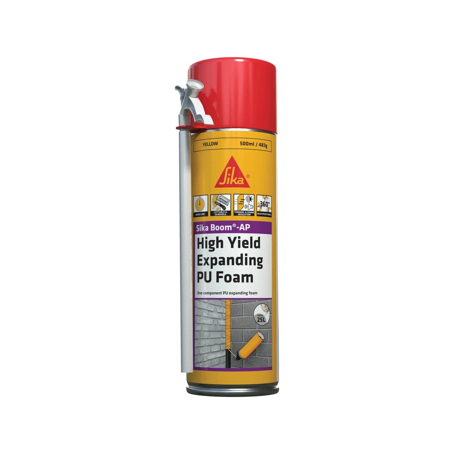 Sika 500ml Expanding Foam Filler, Paintable, Indoor/Outdoor Use, Quick Curing