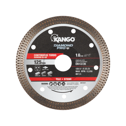 Kango 125mm Continuous Turbo Diamond Blade, Ultra-Thin, High Diamond Concentrate, Wet/Dry Use