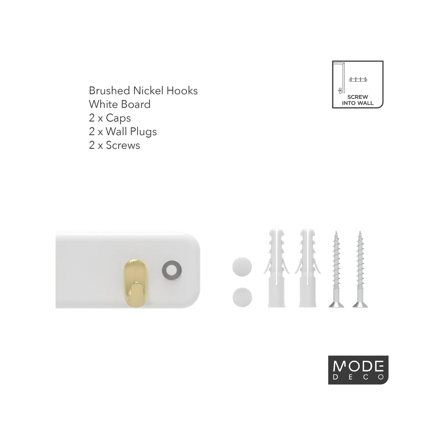 MODE 4 Brushed Brass Key Rack with White Board, 7 Hooks, Easy Install