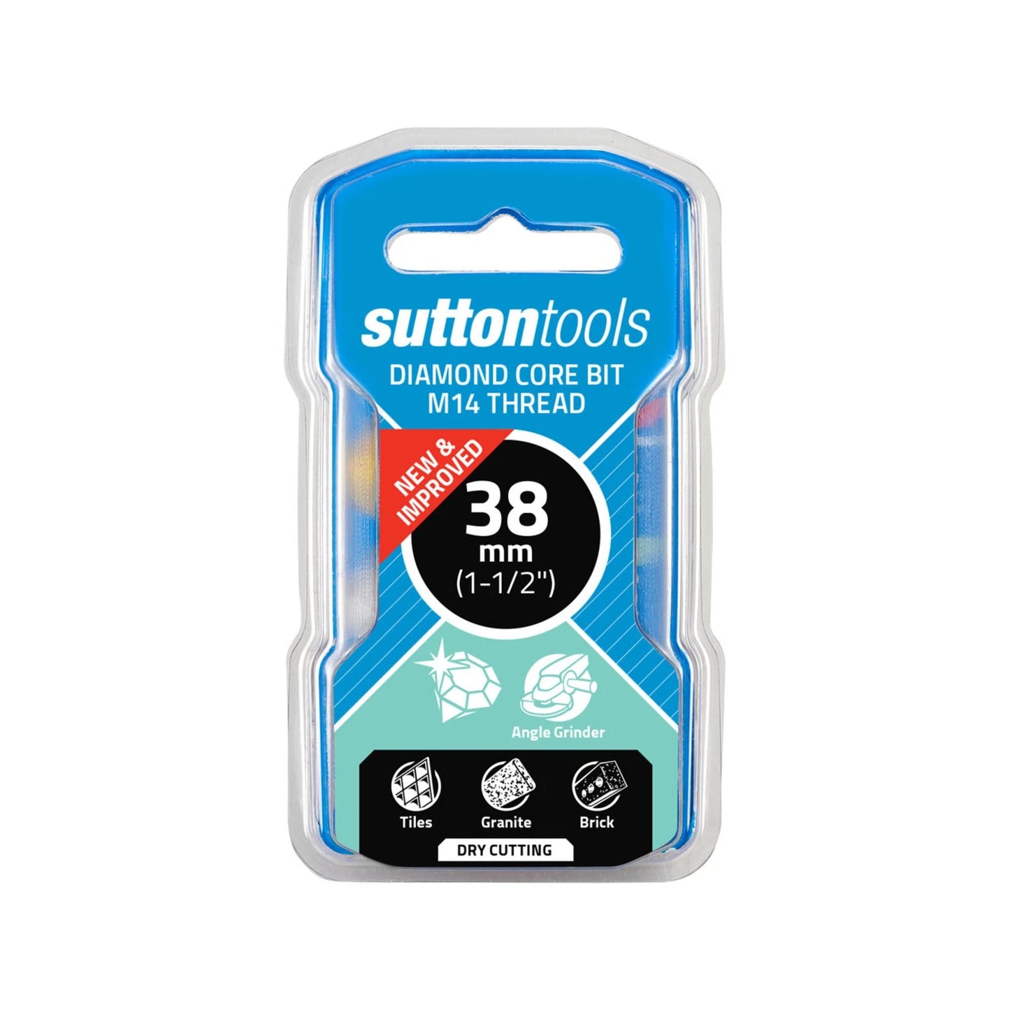 Sutton Tools 38mm M14 Diamond Core Bit, Universal Fit, 35mm Depth, Durable, Heat-Reducing