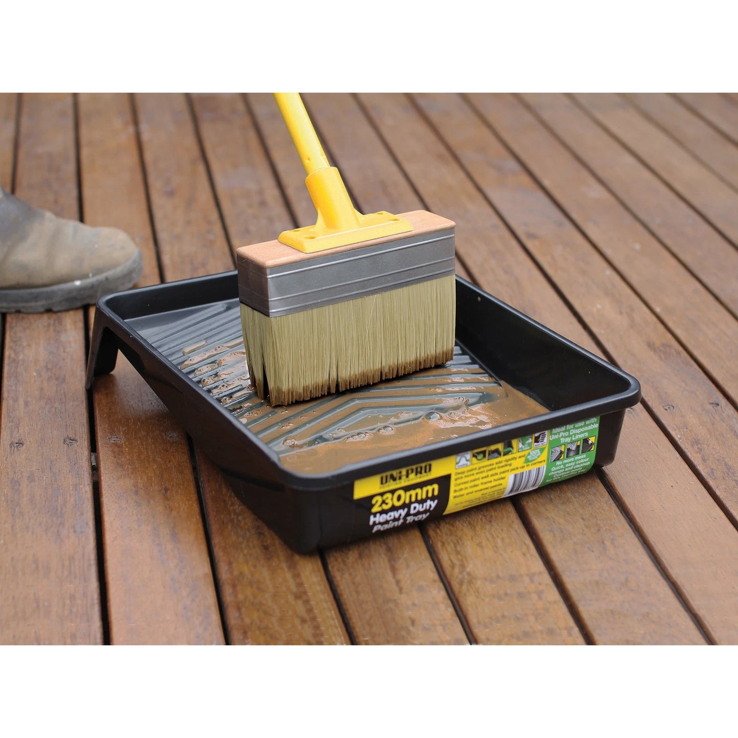 UNi-PRO 175mm Jumbo Deck Brush with Adjustable Pole for Decking & Concrete