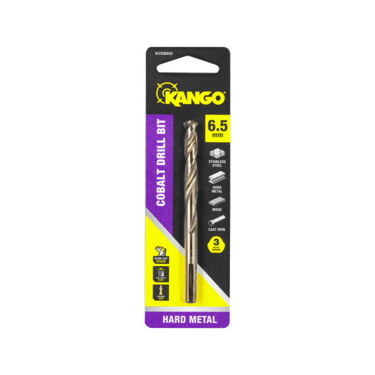 Kango 6.5mm Cobalt Drill Bit, 135° Split Point, Versatile for Metal/Wood/Plastic