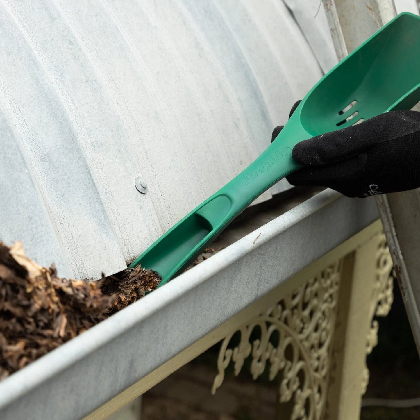 Cyclone Poly Gutter Scoop - Lightweight, Durable, Extra Long Handle, Drainage Holes, Lifetime Guarantee