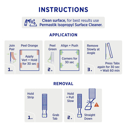 Permastik Medium Picture Strips 30 Pairs - Holds 3kg, No Drilling, Easy Removal