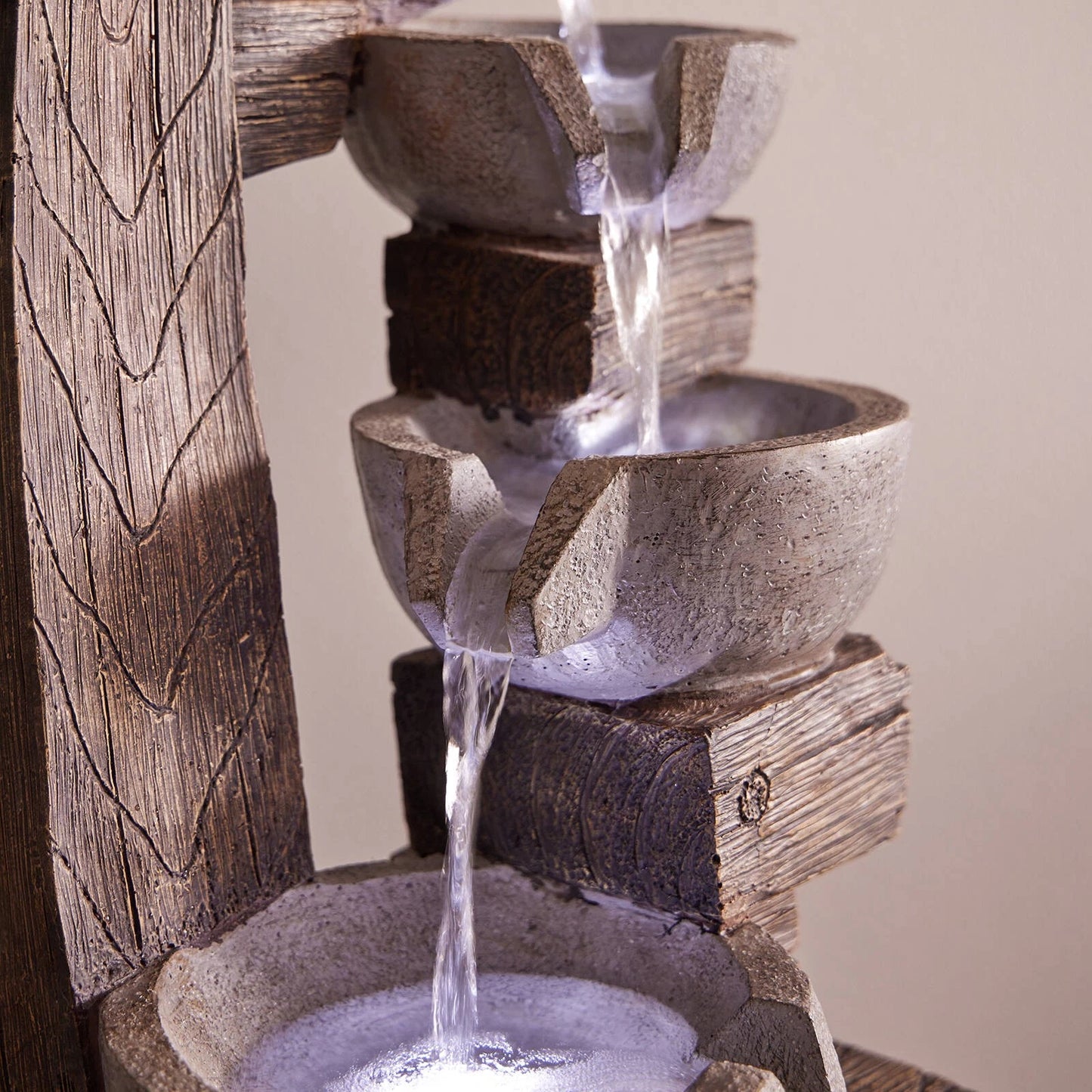 Northcote Pottery Willow Water Feature 32x27x66cm with Timber Design & Lighting