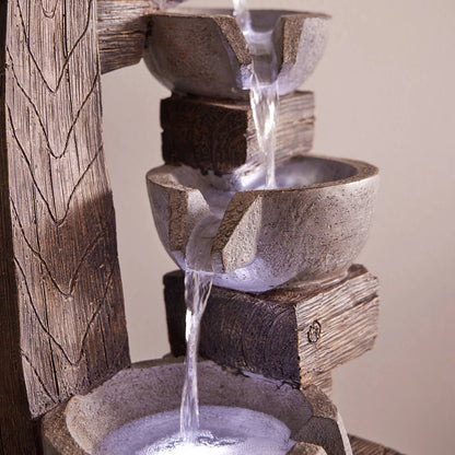 Northcote Pottery Willow Water Feature 32x27x66cm with Timber Design & Lighting
