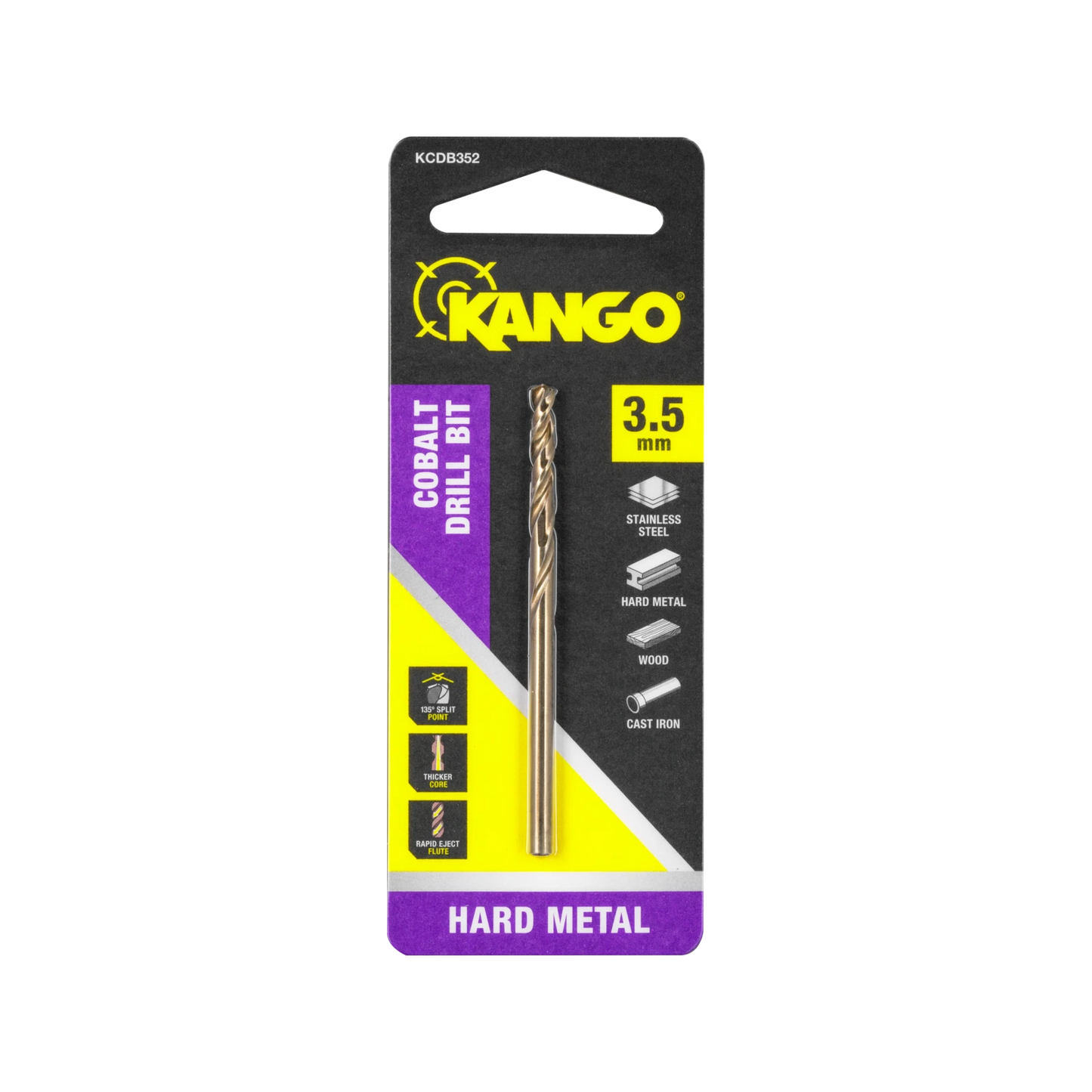 Kango 3.5mm Cobalt Drill Bit - Precision, Durability, Versatile for Tough Materials