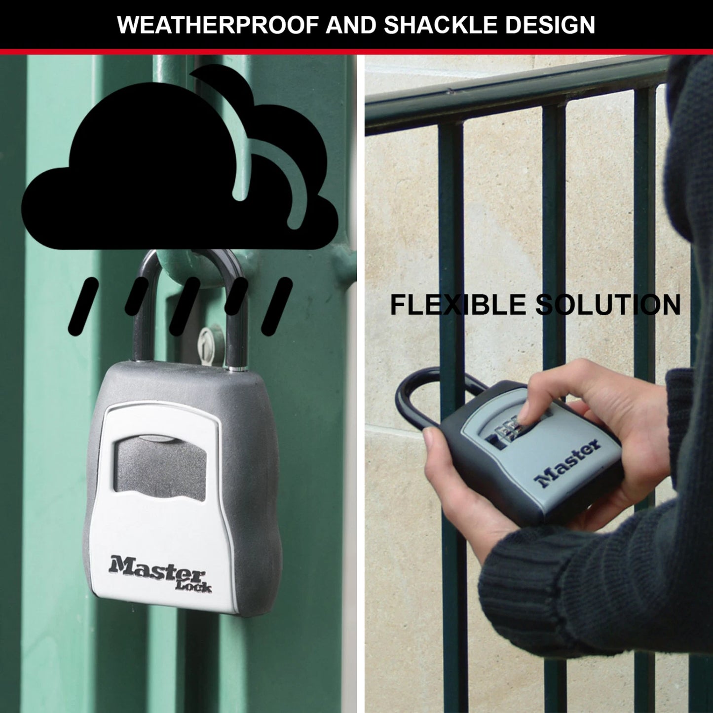 Master Lock Portable Key Safe, 4-Digit Combo, Weather-Resistant, Over-the-Door Design