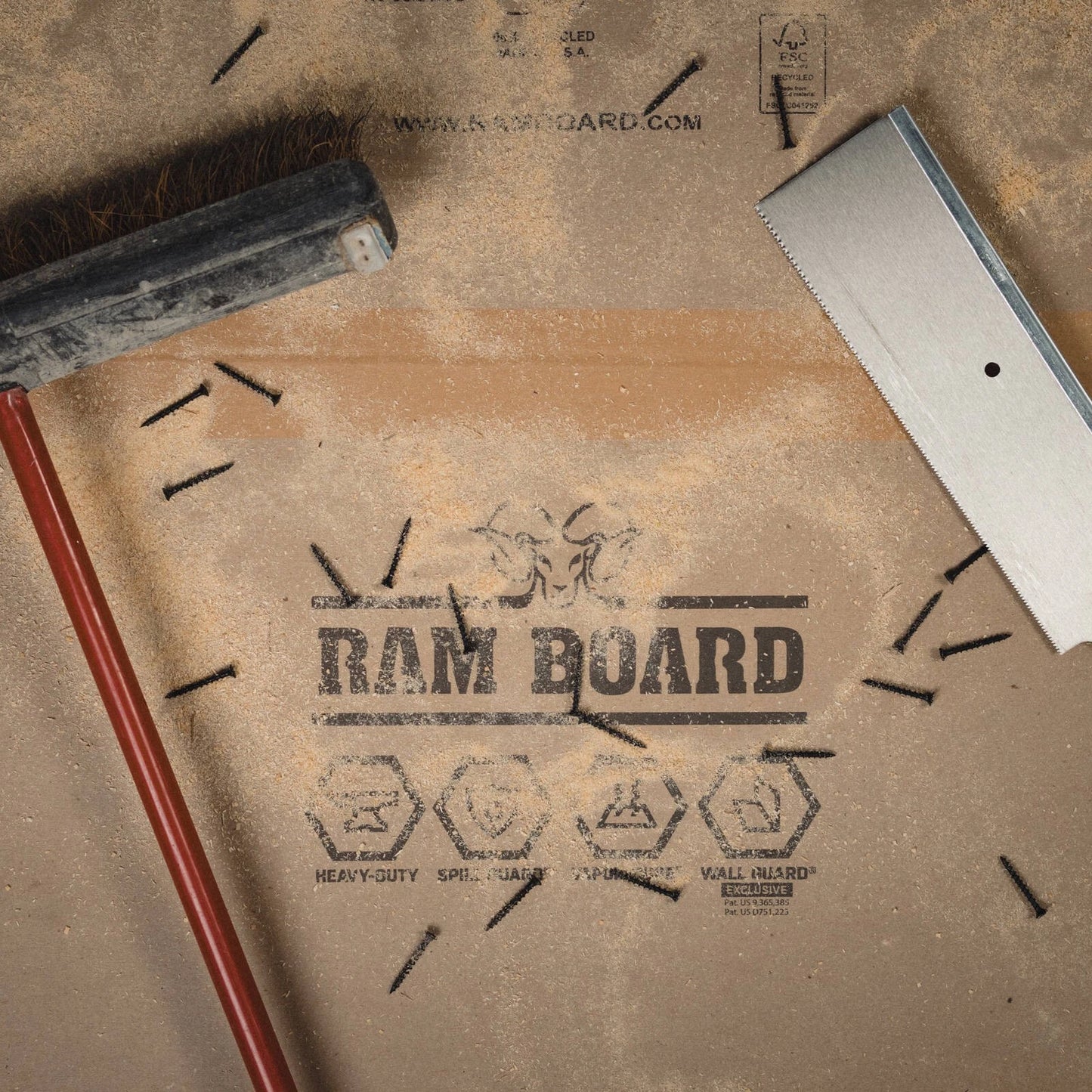 Ramboard Heavy-Duty Temporary Floor Protection 965mm x 30.48m - Reusable, Spill Guard™