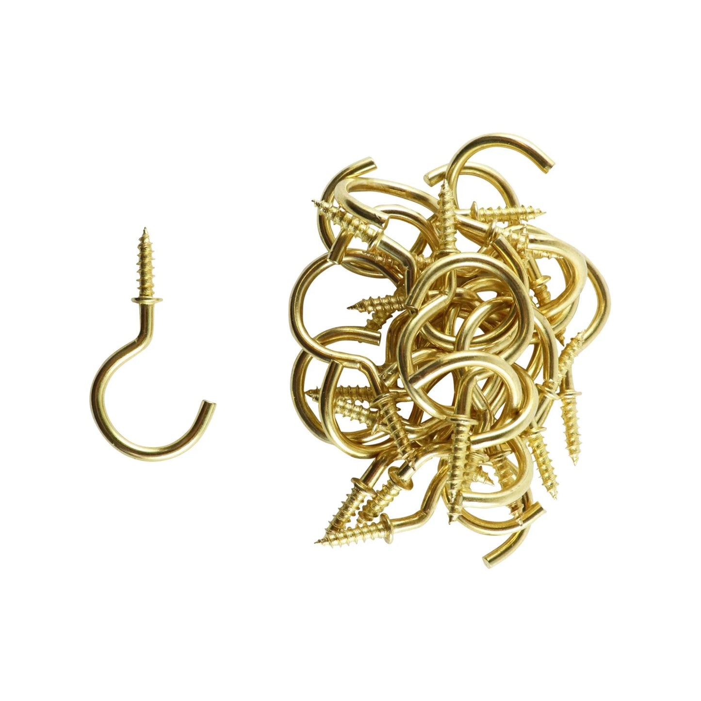 Everhang Brass Plated Cup Hooks 17mm - Pack of 25, Secure & Easy Installation